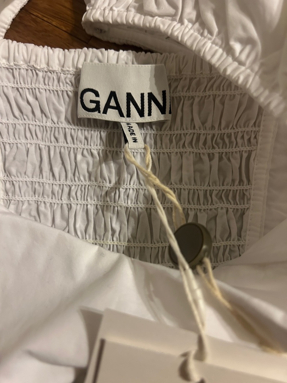 GANNI Ruffled 100% Organic Cotton Poplin Top White Original Price $195 - Picture 6 of 11